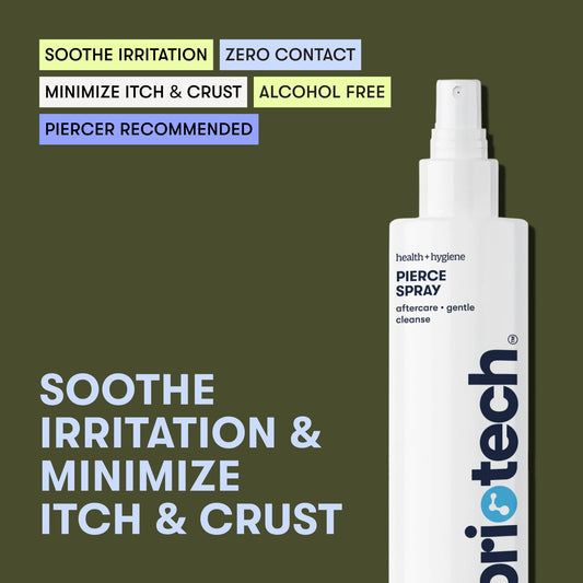 BRIOTECH HOCl piercing spray nozzle close-up for gentle irritation relief after piercing