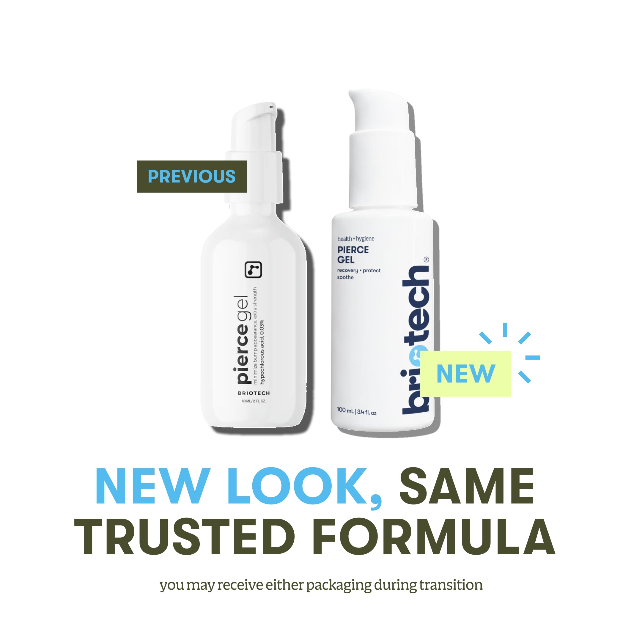 BRIOTECH Pierce Gel quick-dry hydrogel for comfortable healing.