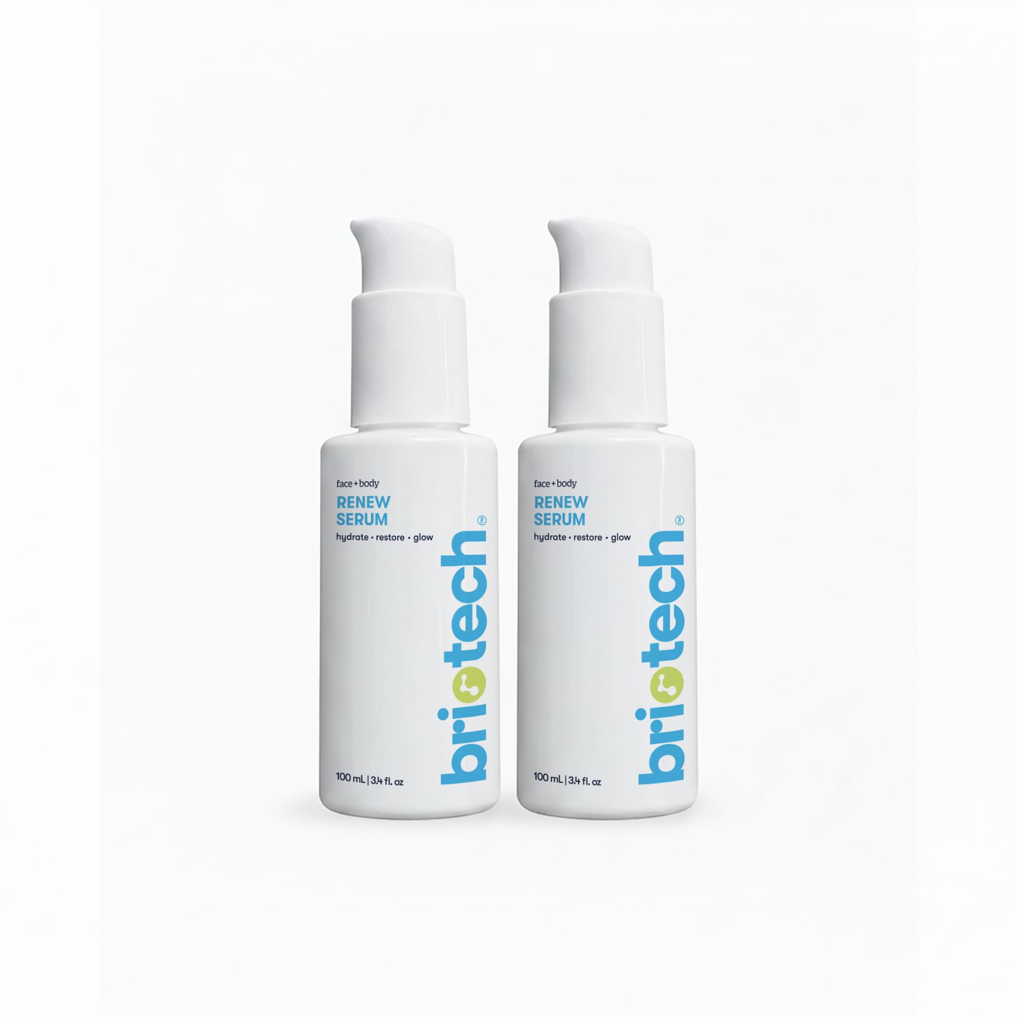 BRIOTECH Renew Serum bottle with soft glow indicating daily care and renewal