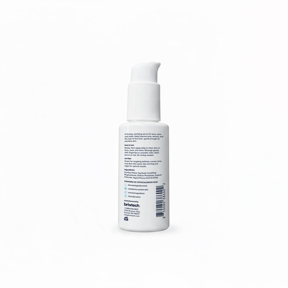 BRIOTECH Renew Serum vegan label and packaging emphasizing cruelty-free wellness.
