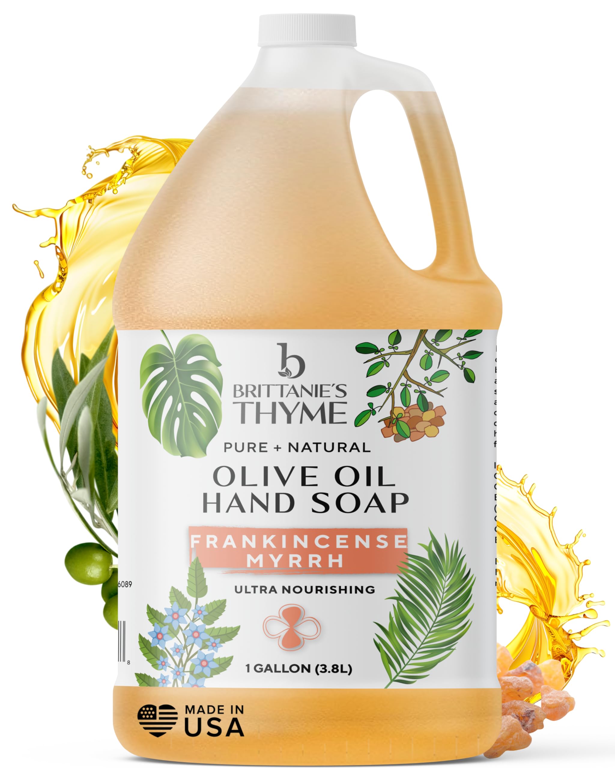 Brittanie's Thyme Castile Frankincense bottle pour for gentle cleansing
