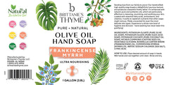 Brittanie's Thyme Castile Frankincense liquid soap lather for daily use