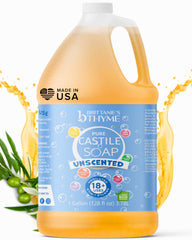 Brittanie's Thyme Castile soap refill pour reduces plastic waste and costs.