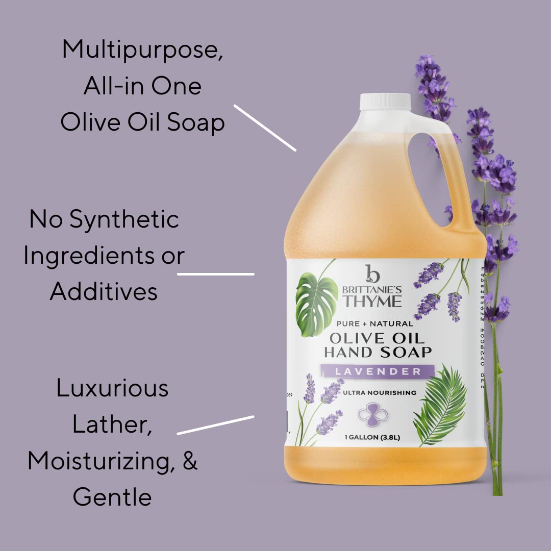 Front label view of Brittanie's Thyme lavender castile soap.