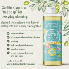 Brittanie's Thyme multi-use soap shown for body, dishes, and more