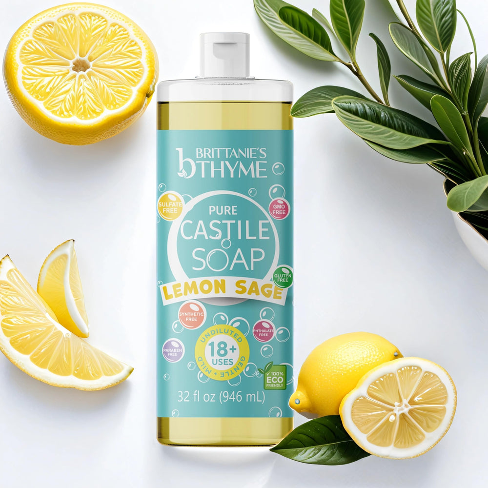 Brittanie's Thyme Lemon Sage bottle pour demonstrates versatile use