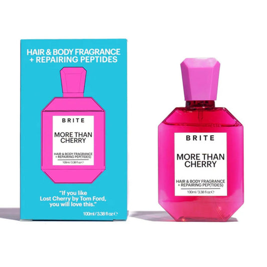 Brite Hair & Body Fragrance bottle close-up for all-day freshness and conditioning.