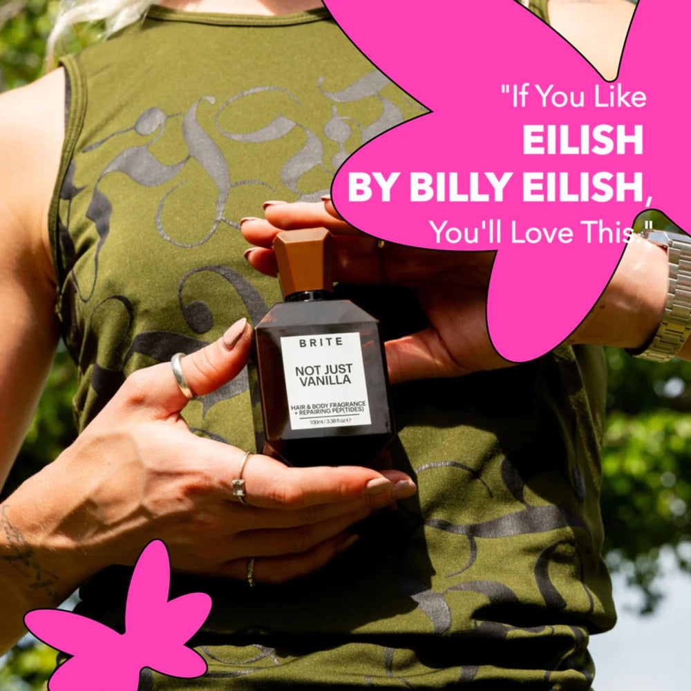 Spritz-action image shows quick refresh for busy days with Brite fragrance.