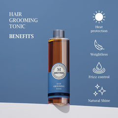 BRITISH M Hair Grooming Tonic in use provides natural hold with light shine.