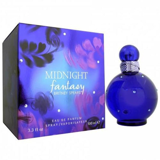 Britney Spears Fantasy Midnight bottle highlighting nocturnal fruity-floral allure for evening wear