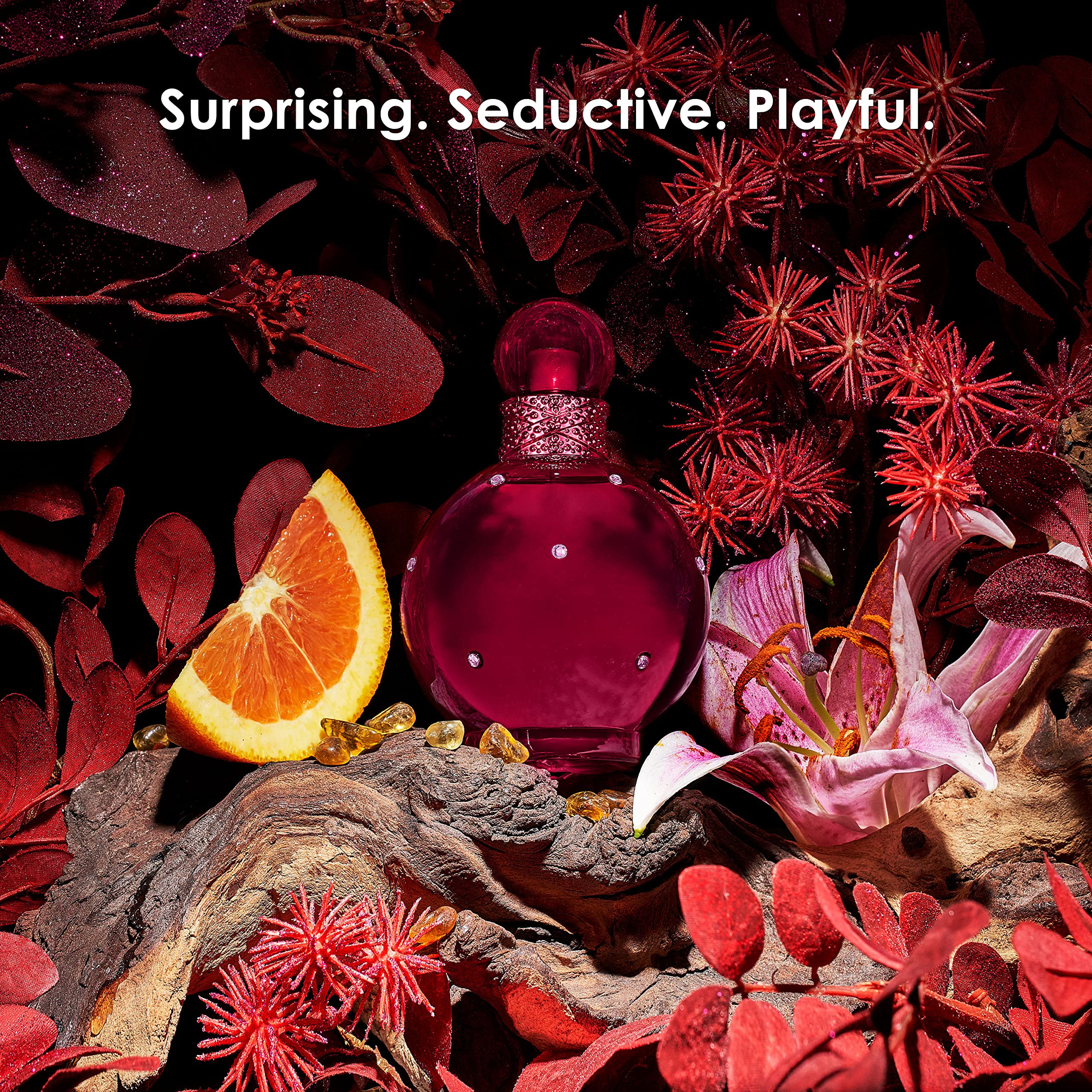 Britney Spears Hidden Fantasy bottle side view emphasizing sleek silhouette for confident wear.