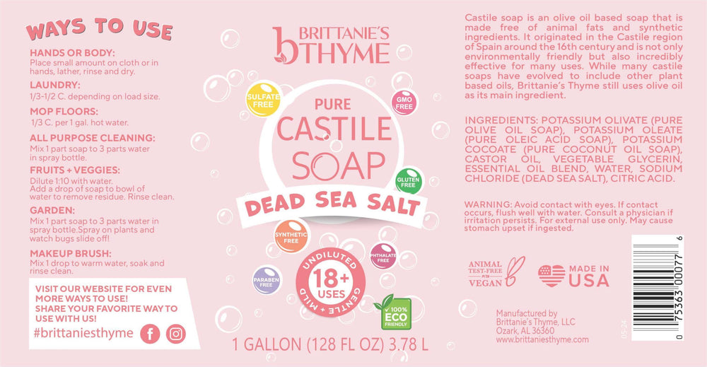 Brittanie's Thyme pure organic castile soap for gentle hand washing