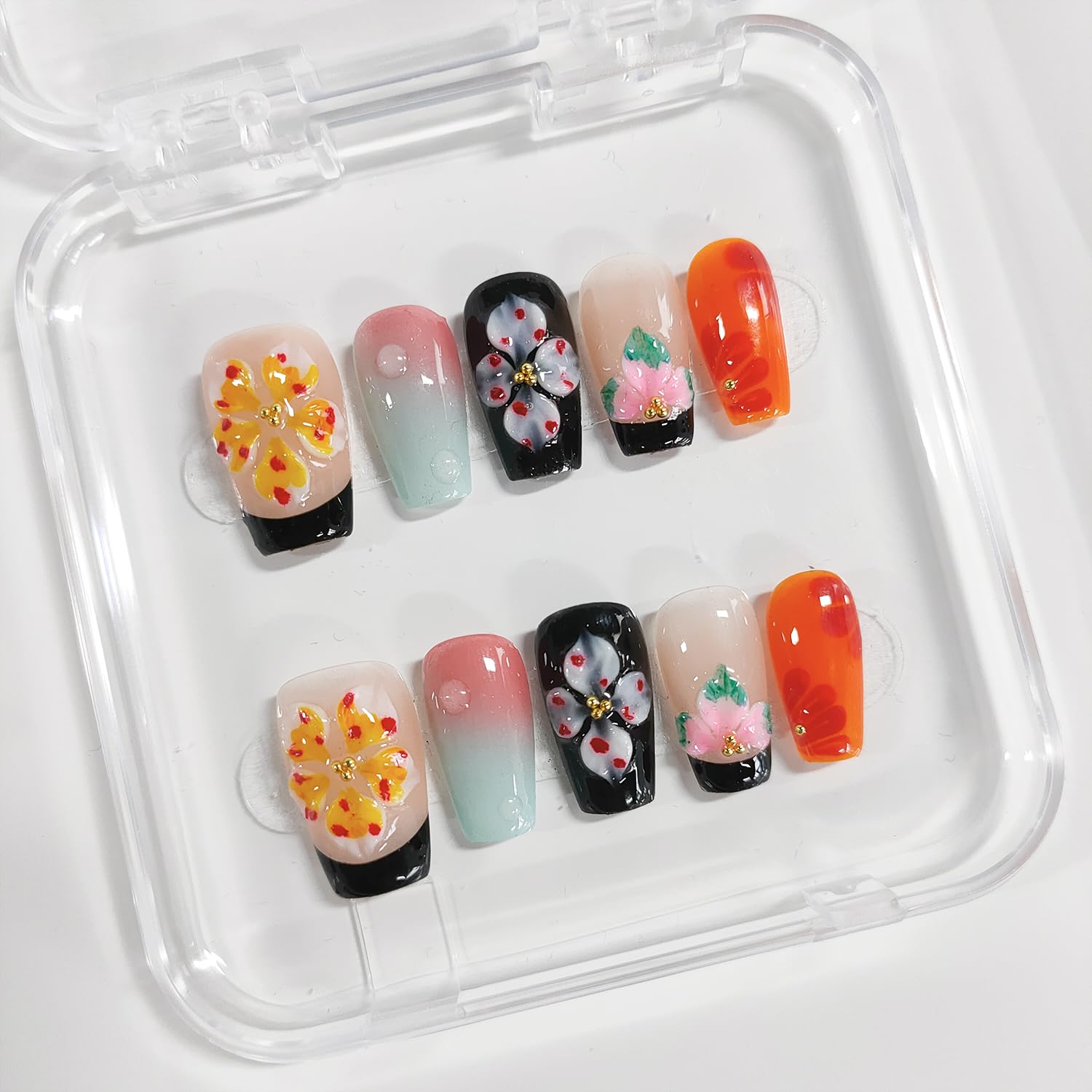 BRKYKGK nail art featuring water drop design and delicate accents