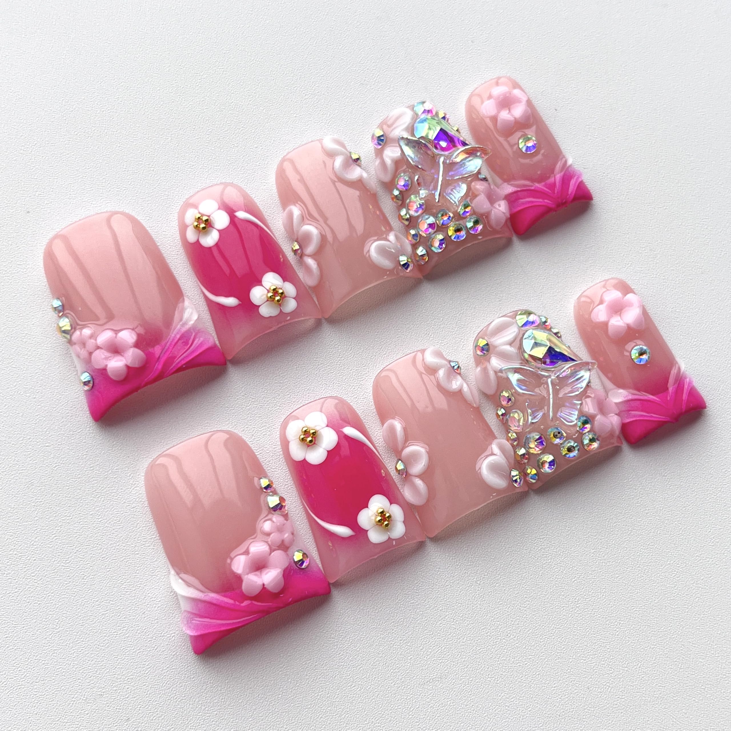 BRKYKGK 3D floral accents and butterfly rhinestones add eye-catching detail
