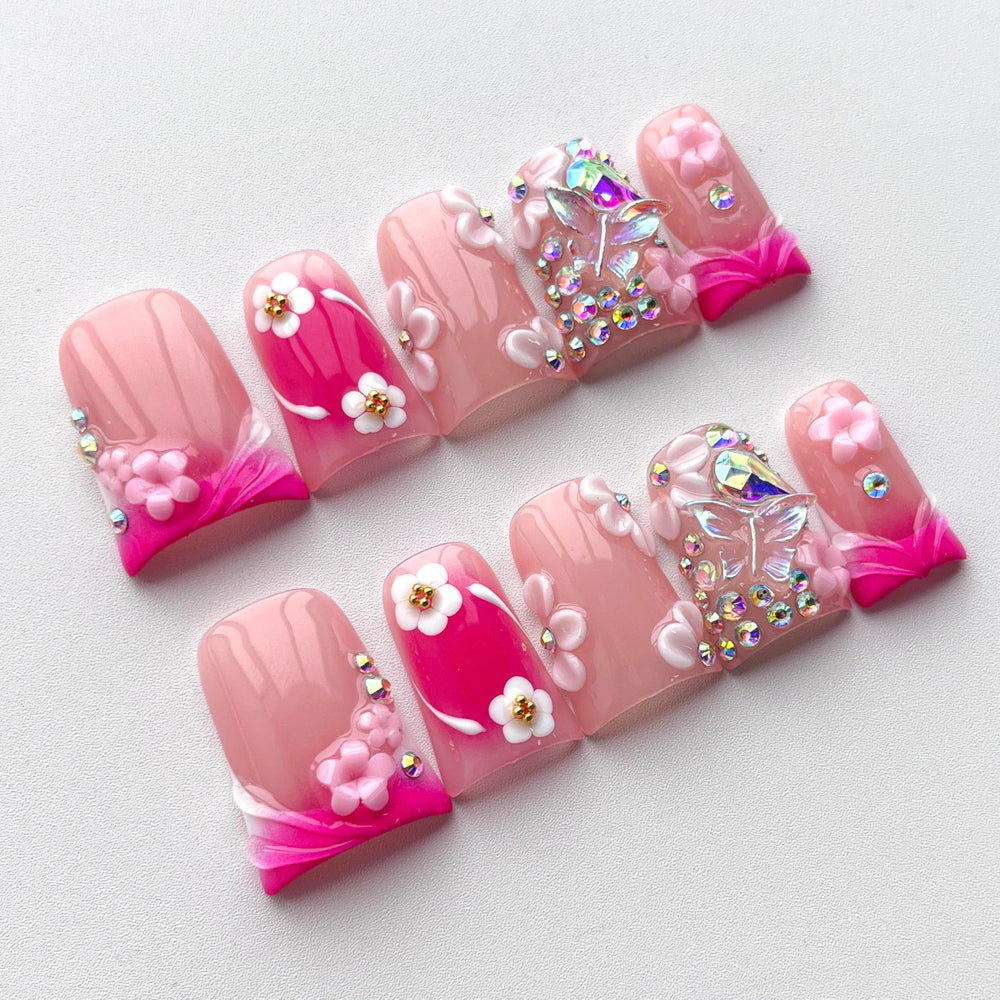 BRKYKGK 3D floral accents and butterfly rhinestones add eye-catching detail