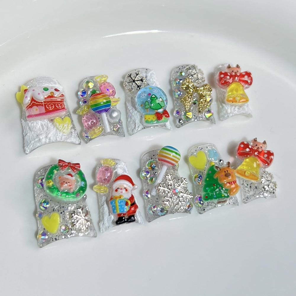 BRKYKGK Christmas press-on nails with duck design for quick holiday glam