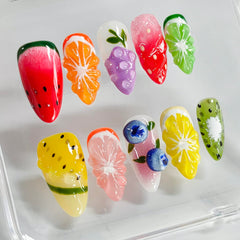 BRKYKGK 3D fruit almond design nails for a quick chic manicure