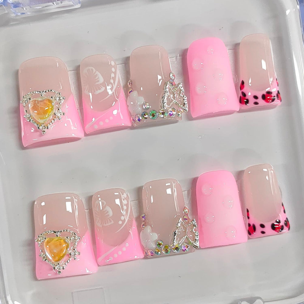 BRKYKGK leopard print accents for bold style on short nails
