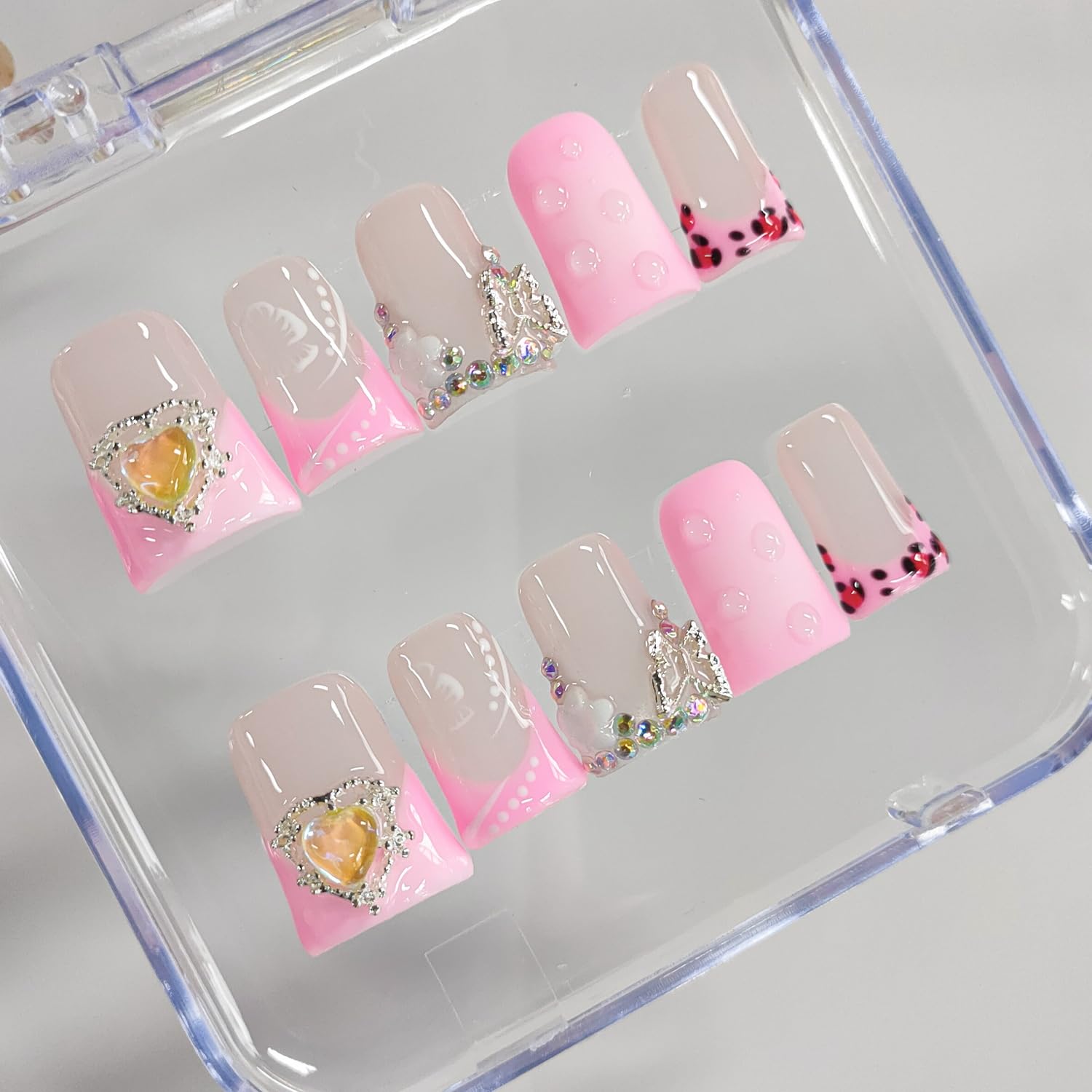 BRKYKGK pink ABS nails set for quick, mess-free manicures