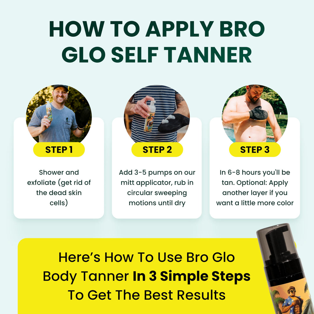 Bro Glo no-stain tan dries without staining clothes or sheets.