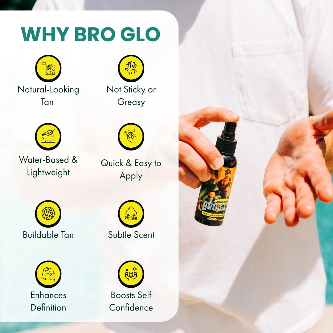 Bro Glo oil free lightweight formula close up highlights non greasy feel.