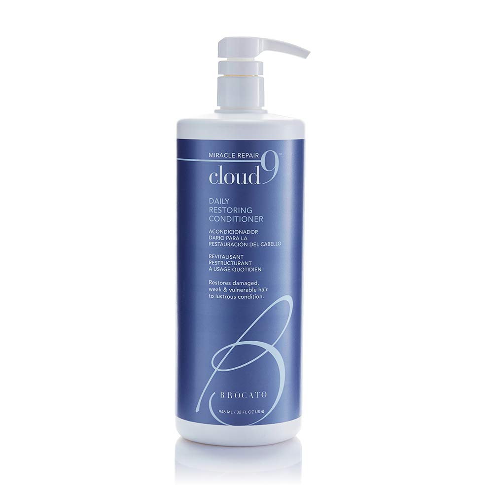 Brocato Cloud 9 daily restoring conditioner bottle showing moisture-boosting formula for detangling