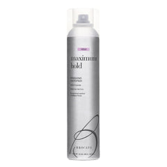 Brocato Maximum Hold finishing hairspray can for all-day hold and a radiant finish.