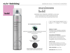 Brocato Maximum Hold spray provides shine and volume for lively, salon-worthy looks.