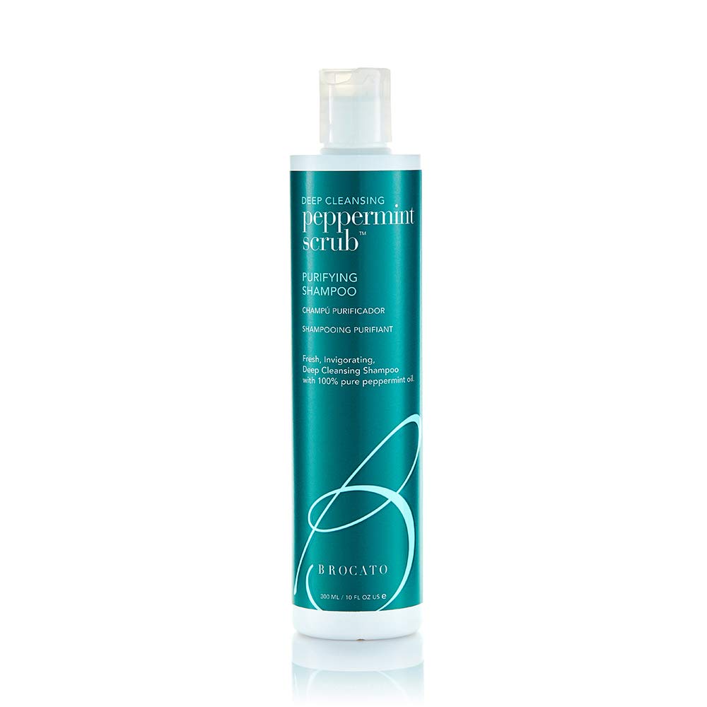 Brocato Peppermint Scrub Purifying Shampoo bottle front with refreshing cleansing vibe