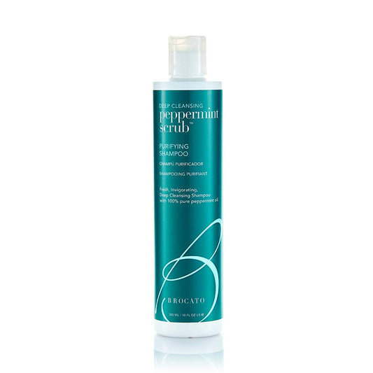 Brocato Peppermint Scrub Purifying Shampoo bottle front with refreshing cleansing vibe