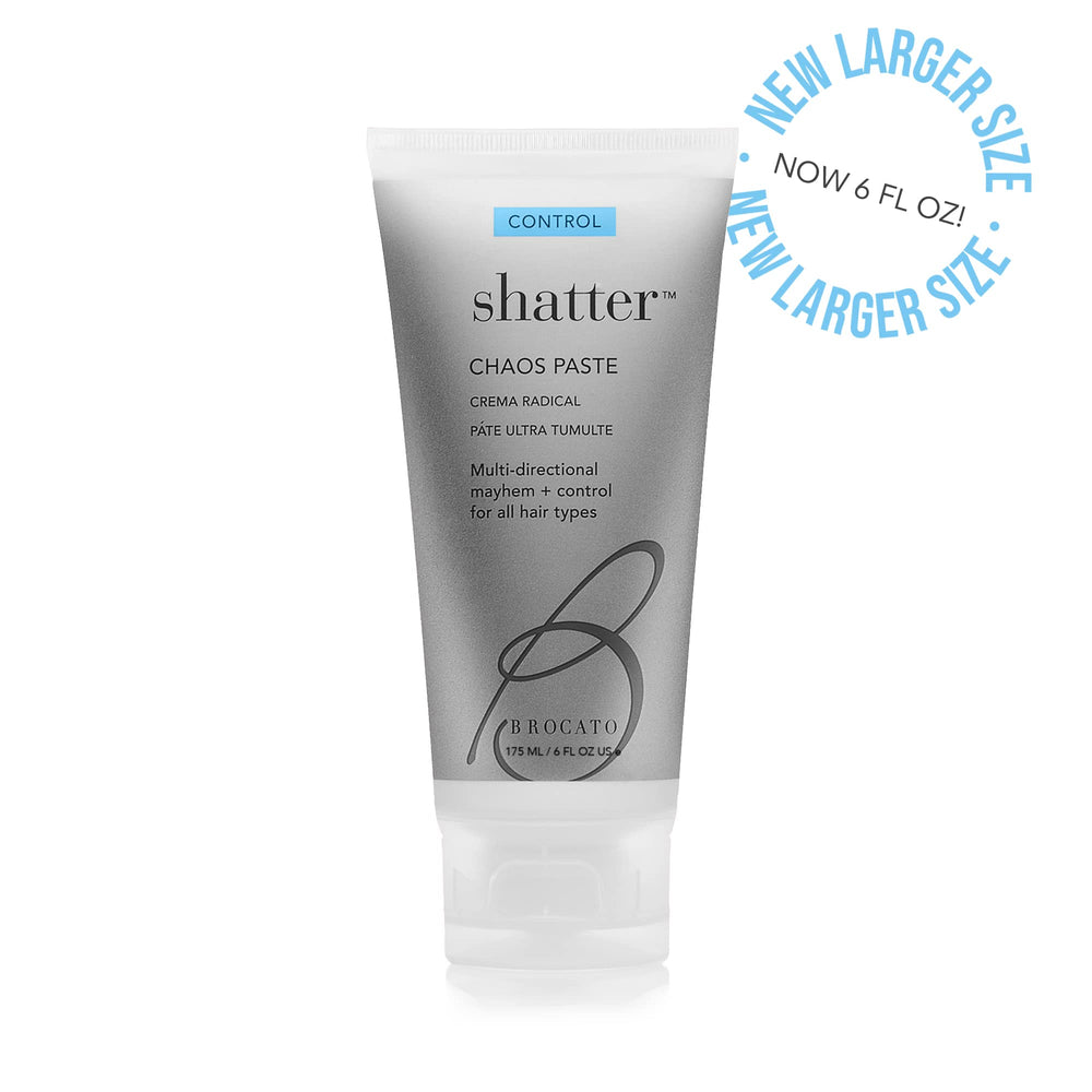 Brocato Shatter Chaos Paste applied on damp hair for sleek wet-look styles.