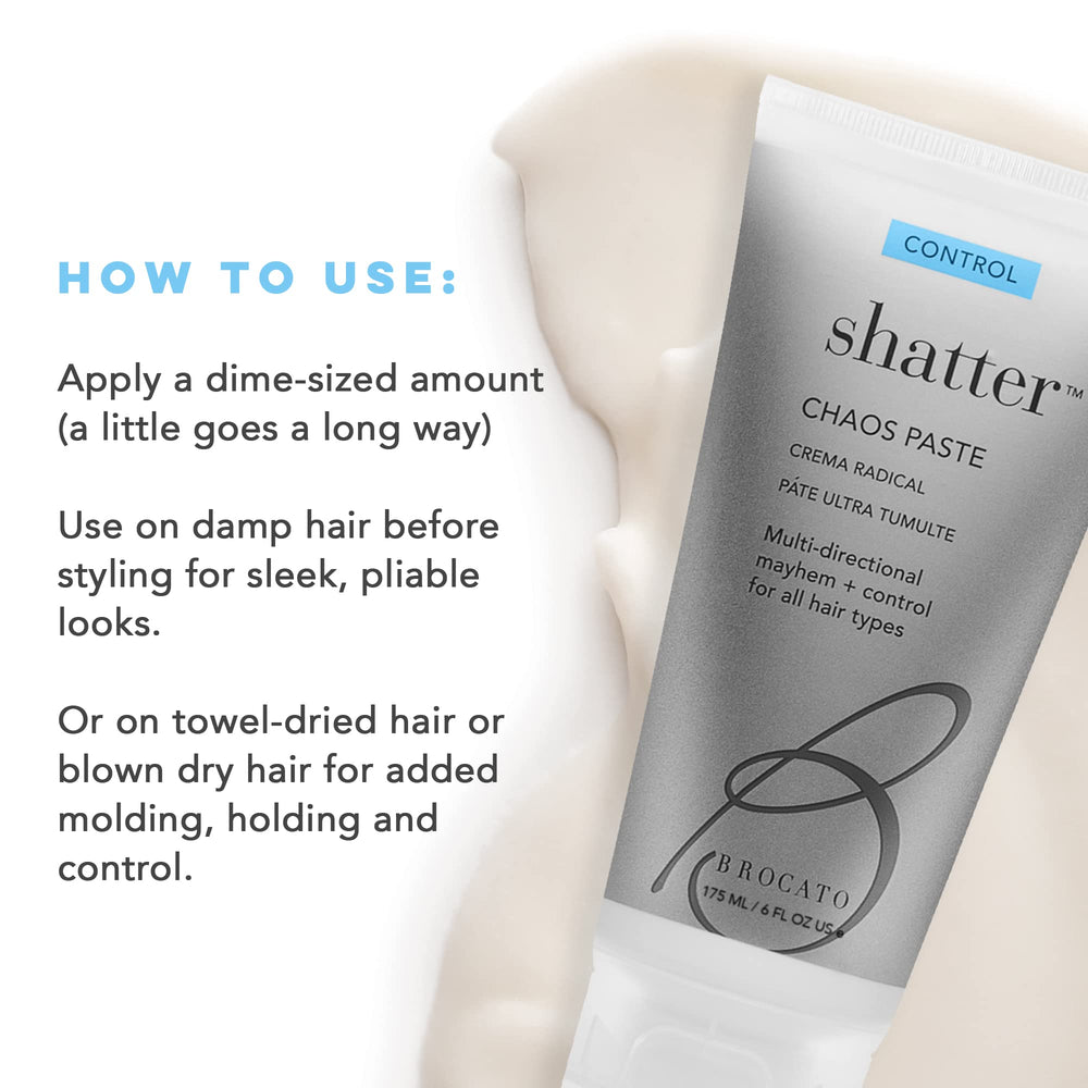 Dry-hair molding with Brocato Shatter Chaos Paste for added control.