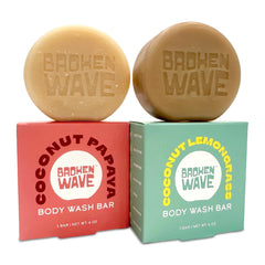 Broken Wave coconut lemongrass bar shown for hydrating skin.