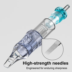 BRONC cartridge needles with protective membrane to minimize ink backflow
