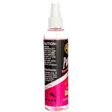 Bronner Brothers Pump It Up Spritz Gold keeps hair feeling light and fresh.