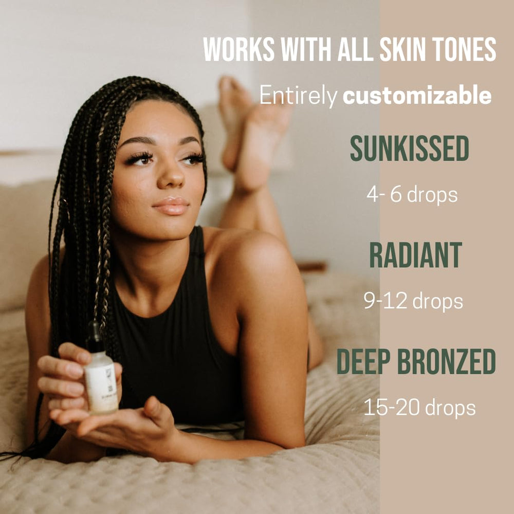 Bronze Cactus Glowing Drops applied to body for even tone and hydration