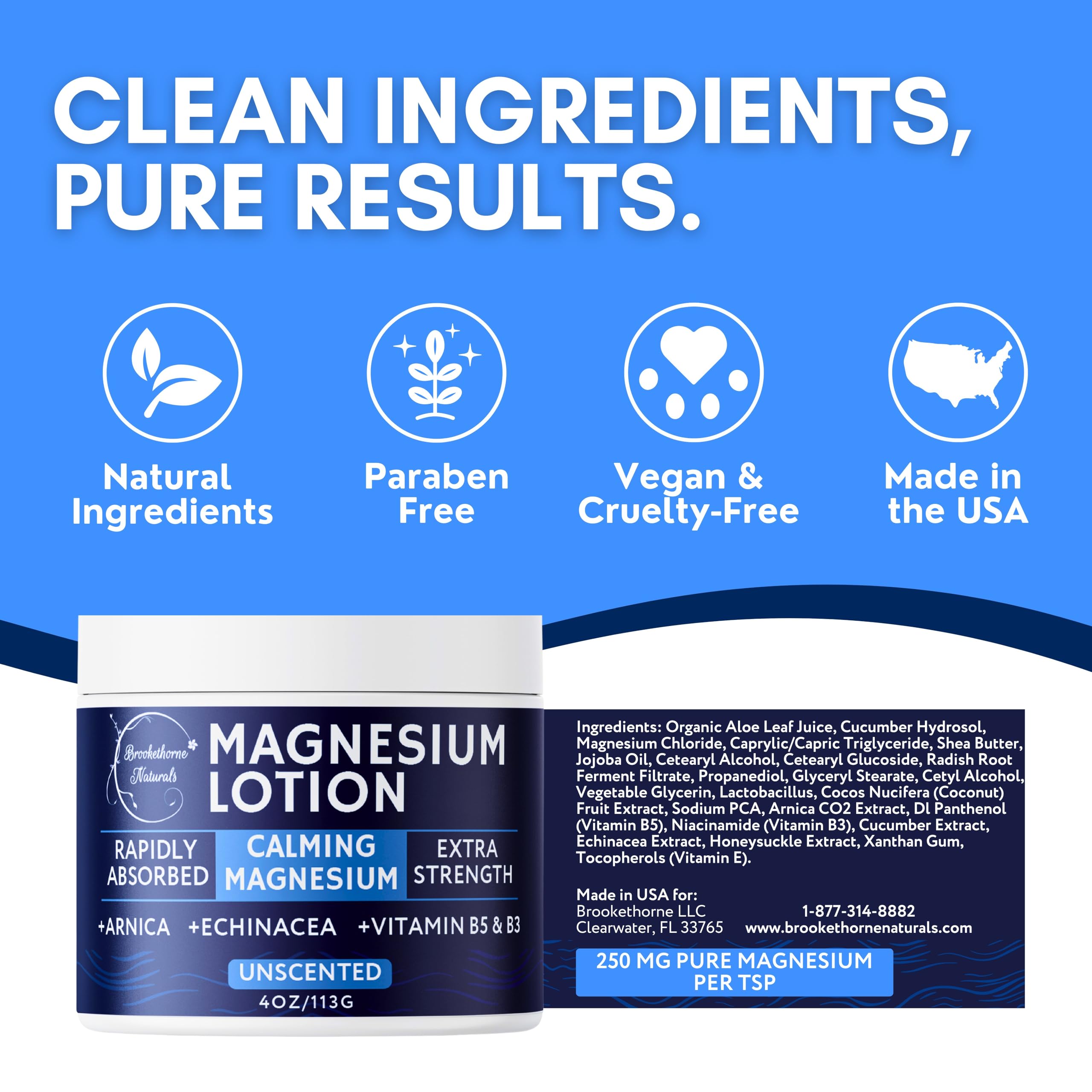 Brookethorne Naturals Calming Magnesium Lotion cucumber image conveys hydrating notes.