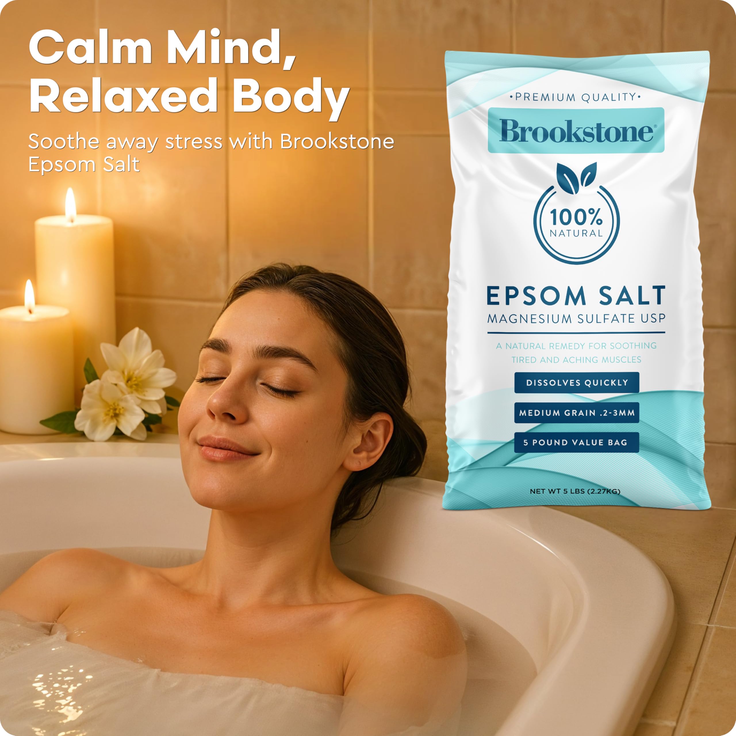 Brookstone 5 lb bulk pack offers cost-effective multi-use wellness.