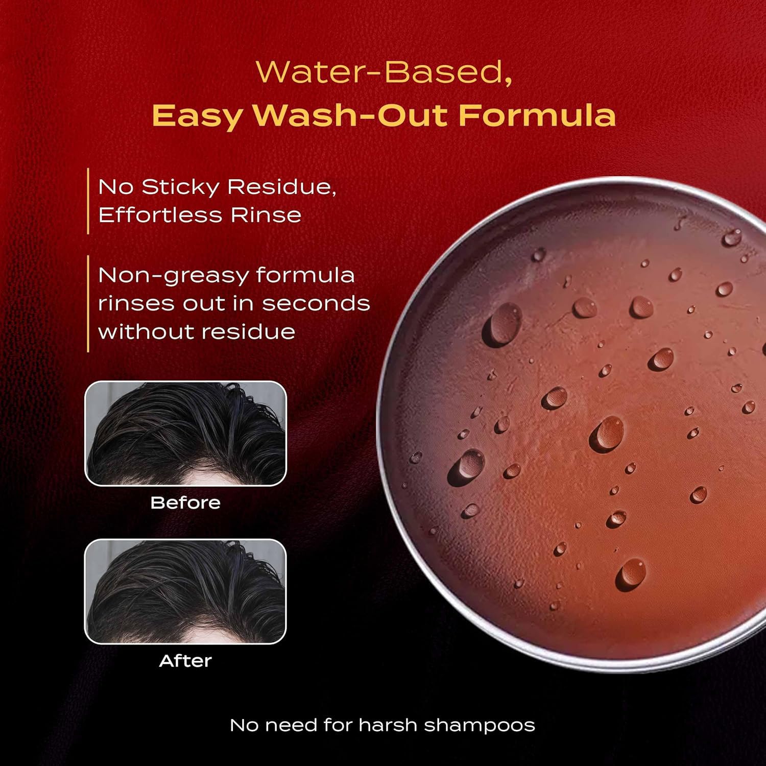 Hair with BROSH Far East Hard Pomade showing a medium shine finish