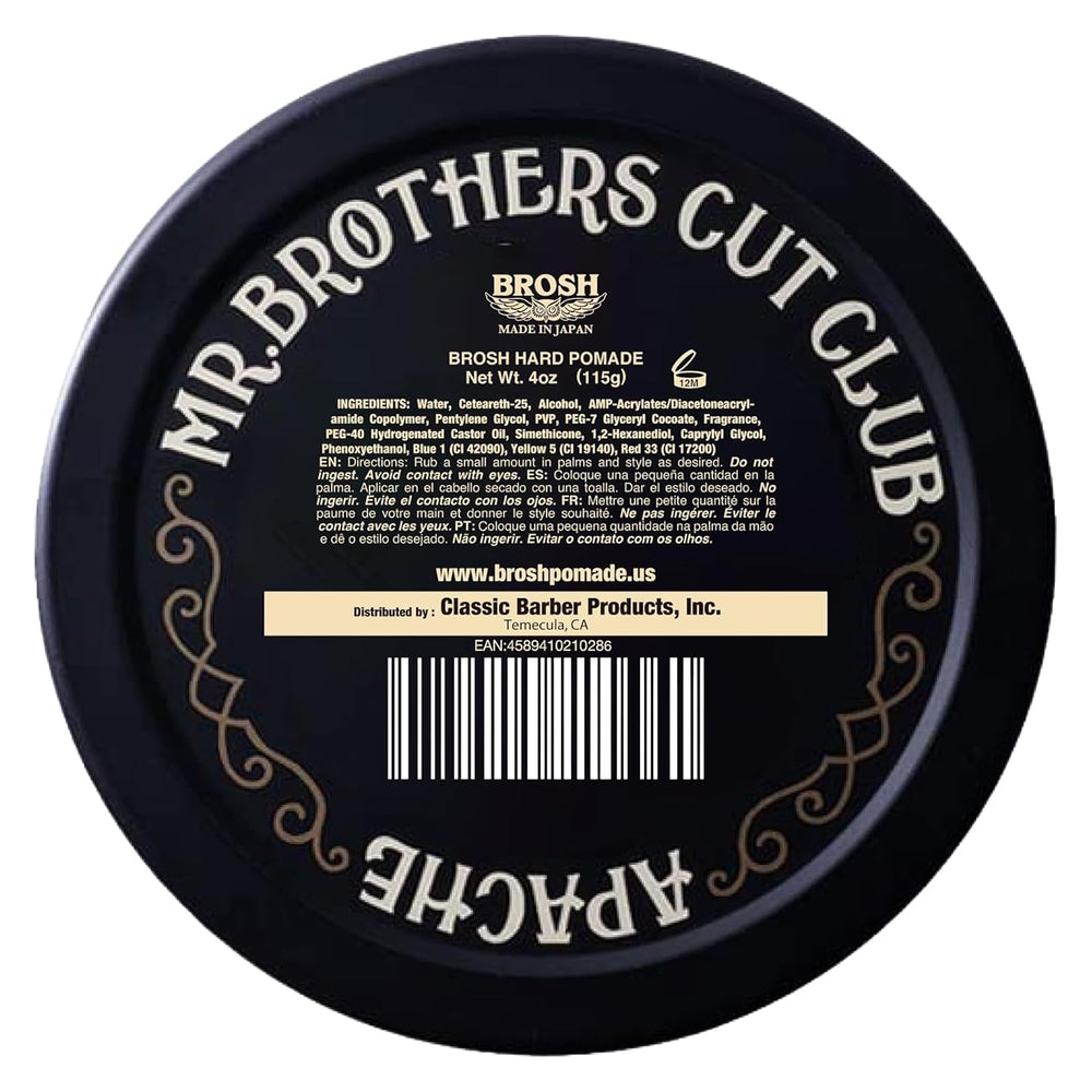 4 oz BROSH Far East Hard Pomade packaging on display