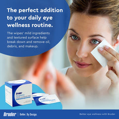 Bruder eyelid wipes for daily use around eyes and lashes.