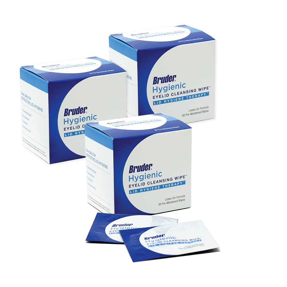 Bruder Eyelid Cleansing Wipes 3-pack for daily rinse-free eye care.