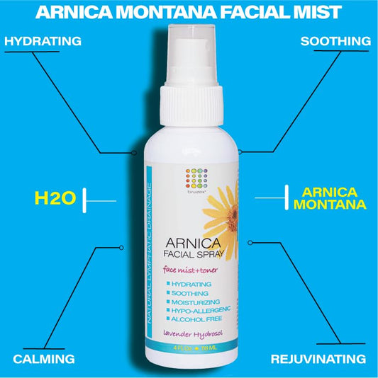 Bruizex Arnica Montana Face Mist spray application on clean skin