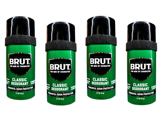 BRUT Classic Round Stick Deodorant being applied for smooth fragrance.