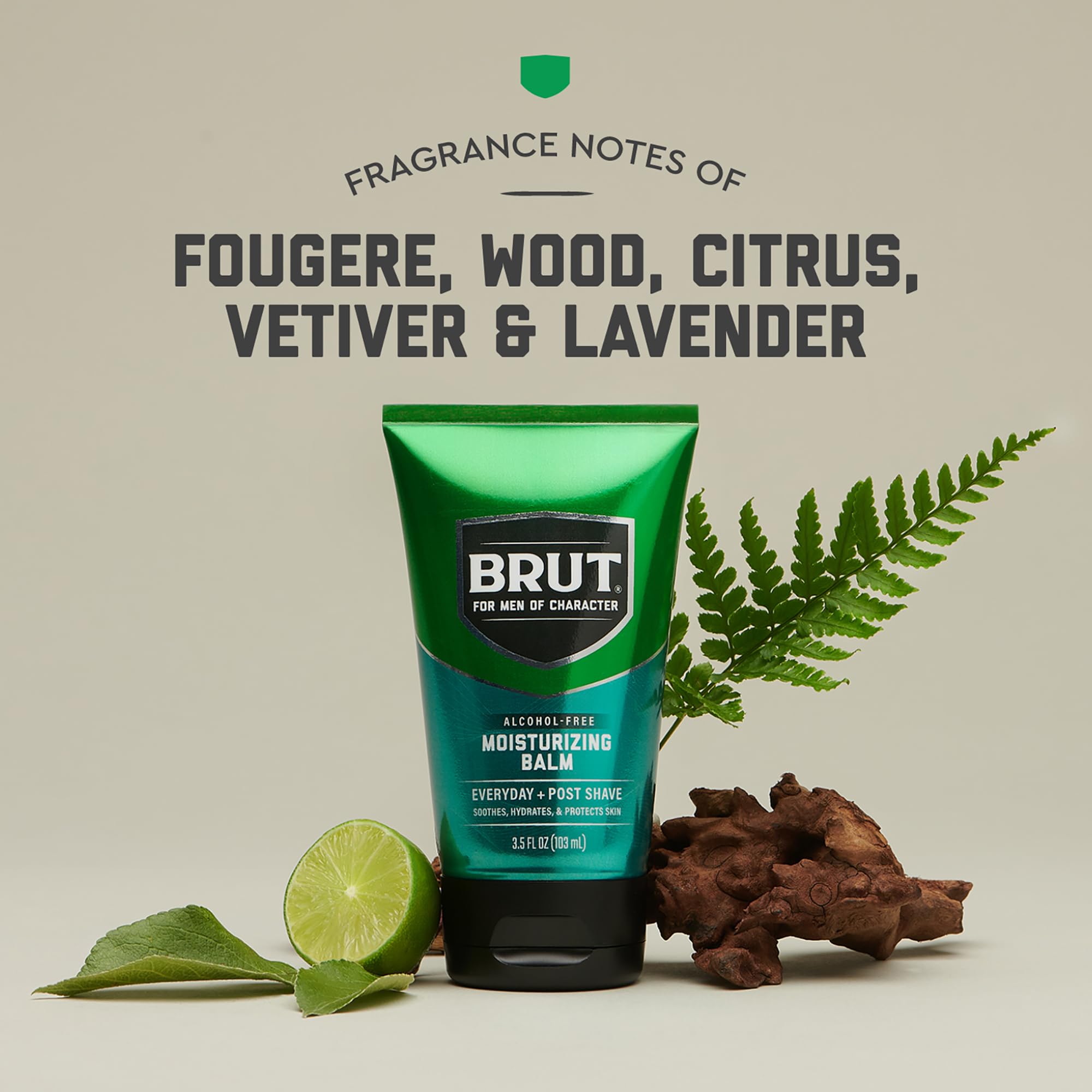 Brut Moisturizing Balm cream texture provides light, rapid absorption for daily use.