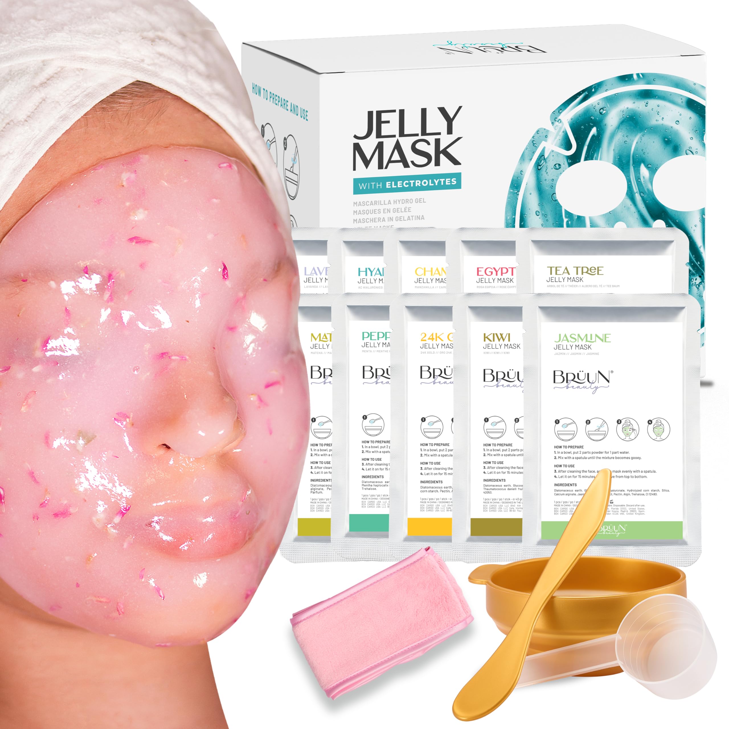 BRÜUN 24k Gold jelly mask for luxurious facial spa experience