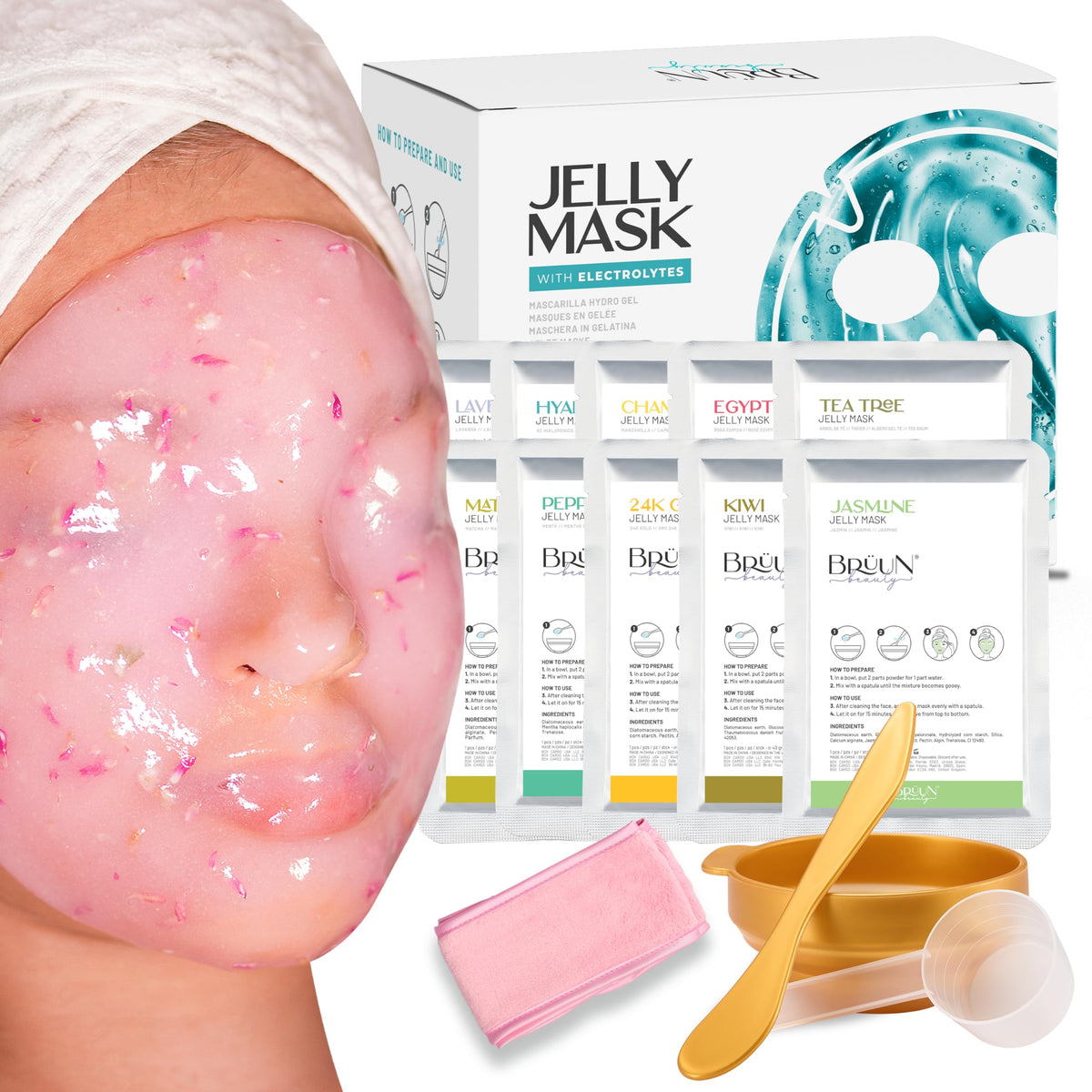 BRÜUN 24k Gold jelly mask for luxurious facial spa experience