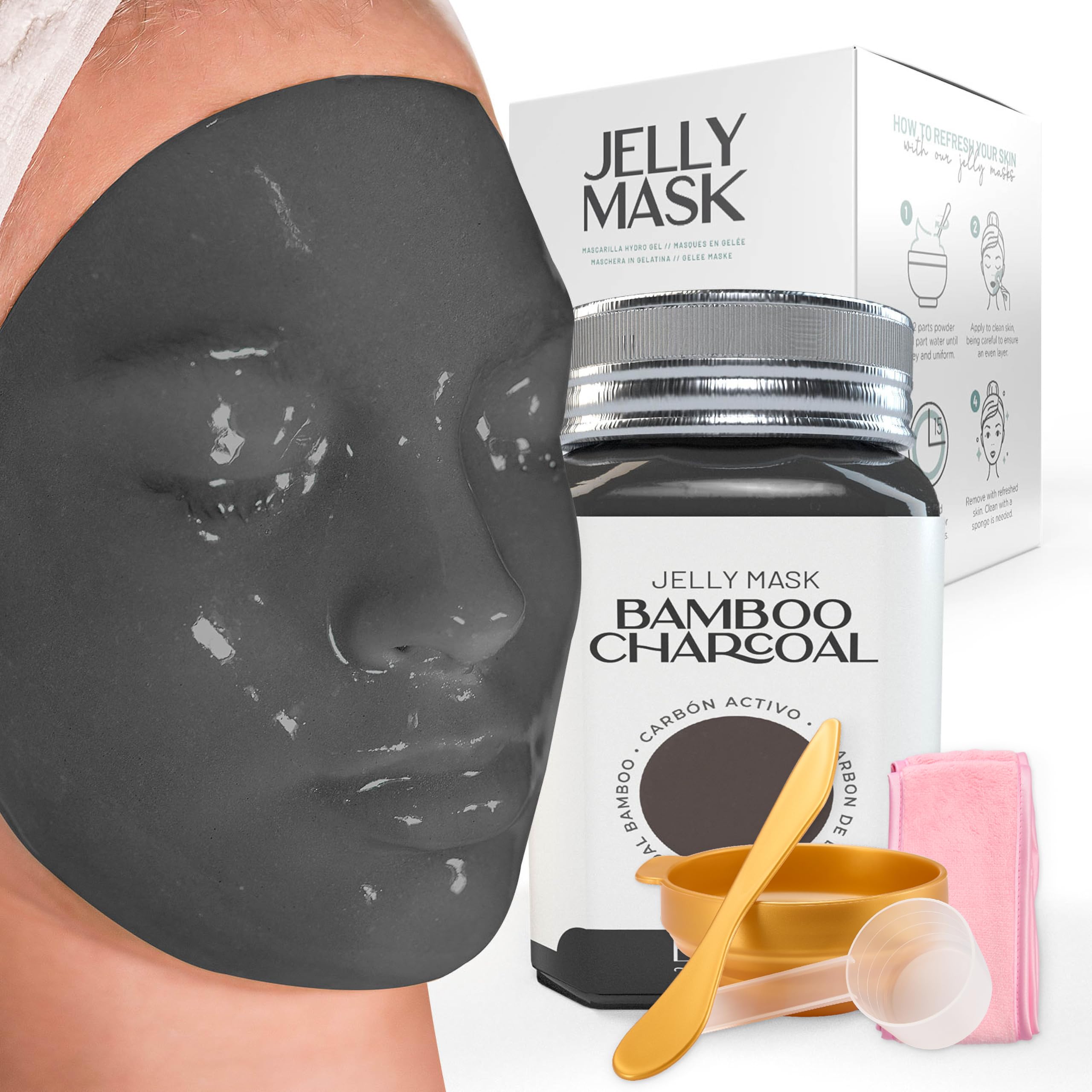 BRÜUN Jelly Mask jar with bamboo charcoal for deep cleansing and hydration