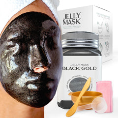 BRÜUN jelly mask jar in black gold design for an at-home spa ritual