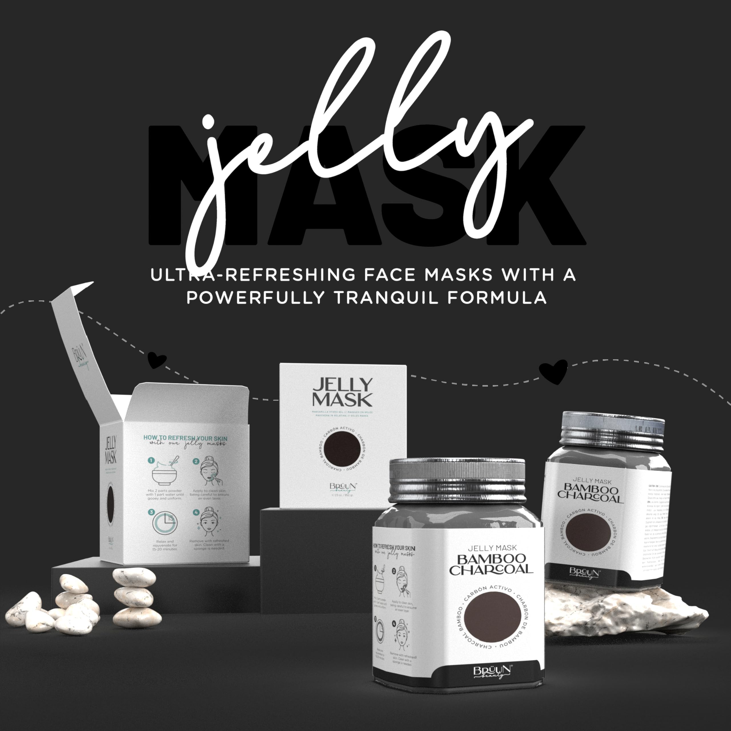 BRÜUN Peel-off mask jar applied on skin for clean, radiant pores